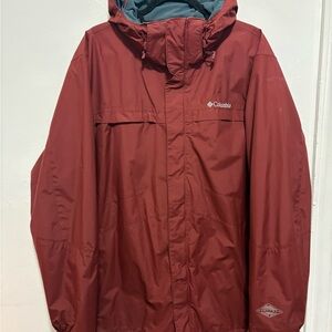 Columbia Red Raincoat Waterproof Hooded Jacket